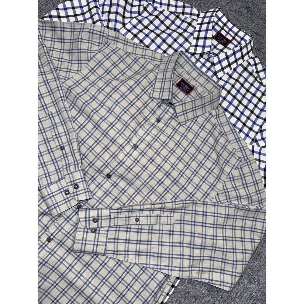 UNTUCKit Men's XL Slim Multicolor Plaid Cotton Woven Wrinkle Resistant Lot of 2